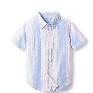 Janie and Jack Seersucker Multicolor Striped Button Down Shirt